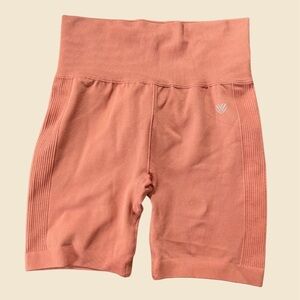 Forever 21 Seamless High Waisted Biker Shorts Small Pink Coral Ribbed